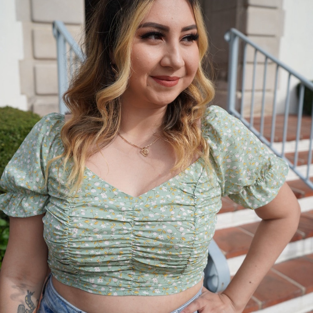 Sage floral top